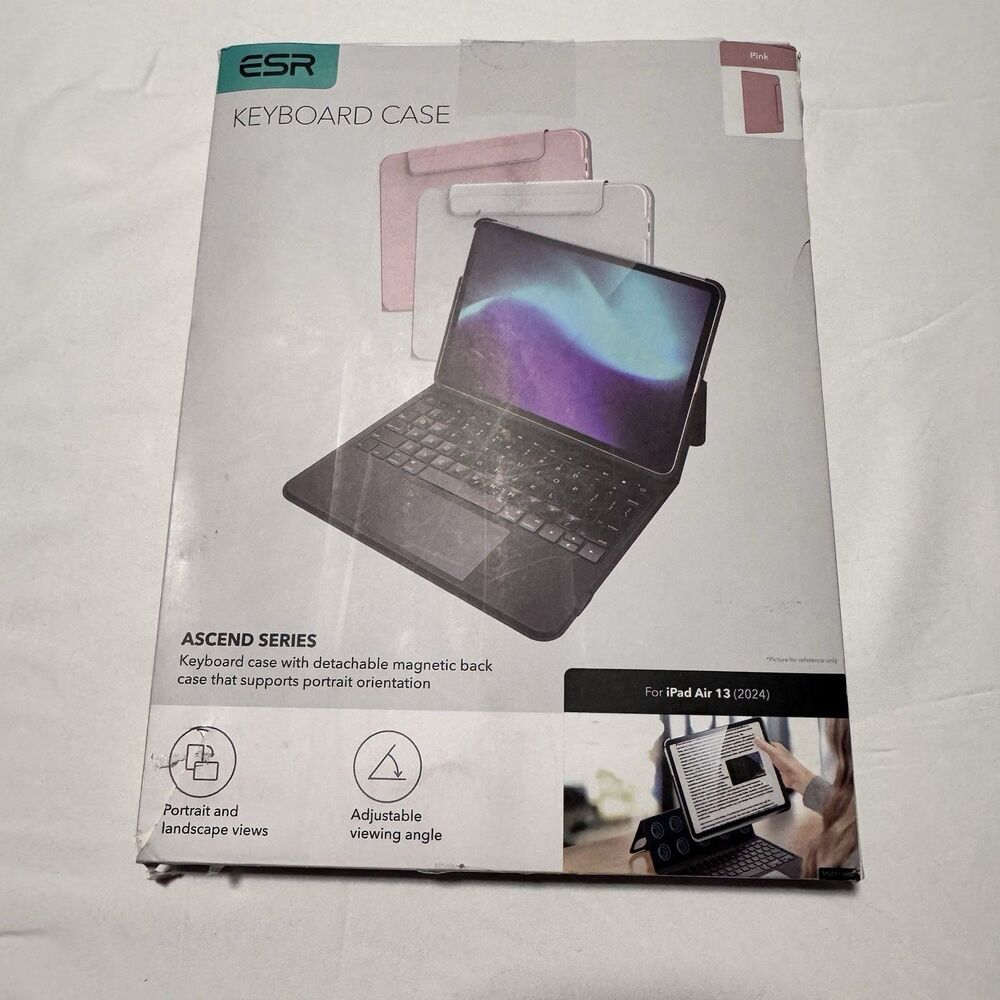 iPad Air 13 Inch Case with Keyboard,EST Ascend,Pink Magnetic Detachable Keyboard